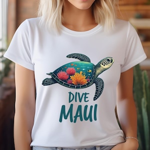 Dive Maui Shirt, Hawaii Shirt, Cute Sea Turtle Shirt, Vacation Hawaii Tee, Gift Hawaii Shirt, Sea Turtle Lover Shirt, Island Vibes Shirt