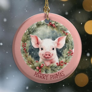 Keramik-Verzierung, frohe Schwein-Weihnachtsdekoration für Schweineliebhaber, Schwein-Mama-Papa-Geschenk, auf dem Bauernhof leben