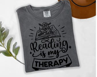 Lesung ist meine Therapie T-Shirt, Leseratte Girly T-Shirt, Leseratte Geschenk Shirt, Buchclub Lese Shirt