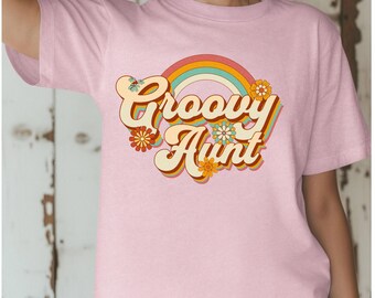 Groovy Aunt Tshirt,  Retro Aunt Tshirt, Vintage Aunt Shirt, Auntie Tshirt, New Aunt Gift Tee, Auntie Shirt, Pregnancy Reveal Aunt Tee