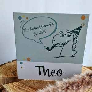 personalisierte Kindergeburtstagskarte - Dino/ Geburtstagskarte / Glückwunschkarte / Karte zum Geburtstag optional mit Umschlag