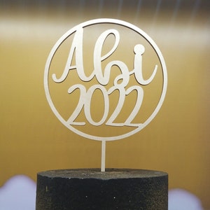 Cake topper / cake topper / cake decoration for high school graduation "Abi 2022" made of natural wood