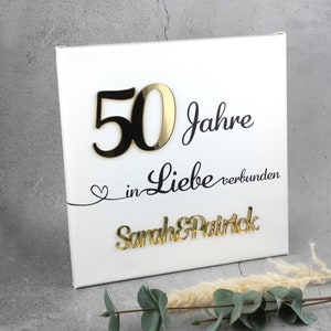 Personalisiertes Geschenk zur Goldenen Hochzeit 50 auf Leinwand mit Name