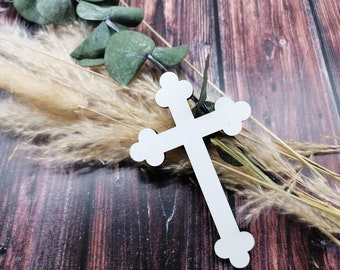 Holzkreuz Kreuz/Heiliges Kreuz zur Taufe, Kommunion, Konfirmation oder Firmung aus Holz in weiß