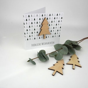 Weihnachtskarte mit Tannenbaum aus Holz inkl. Umschlag