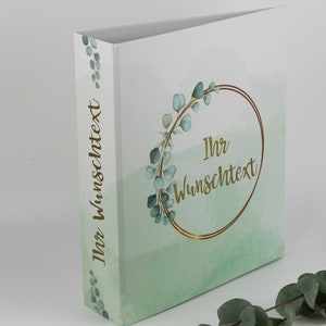 Personalized Eucalyptus folder with desired text + optional note sheets in a set of 10