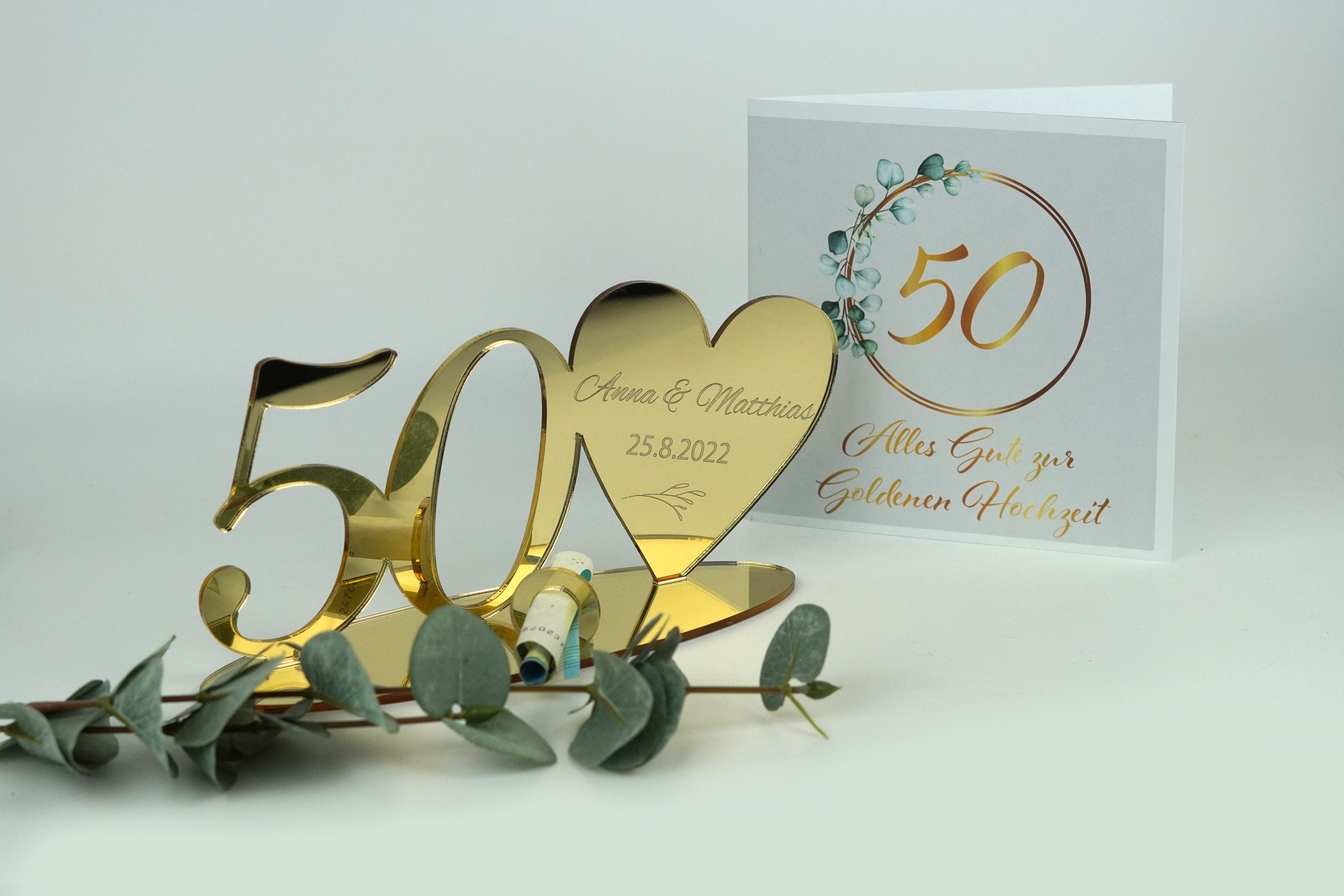 Glückwunschkarte Zum 50. Hochzeitstag – Goldenes Jubiläum, 19,1x13,3 Cm Mit Umschlag & Goldfolie
