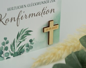 Konfirmationskarte - Karte zur Konfirmation Eukalyptus - Herzlichen Glückwunsch zur Konfirmation optional mit Umschlag