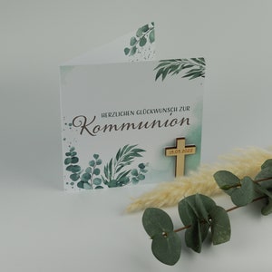 Kommunionskarte - Karte zur Kommunion Eukalyptus - Herzlichen Glückwunsch zur Kommunion optional mit Umschlag