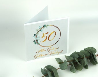 Glückwunschkarte /Klappkarte zur Goldenen Hochzeit 50 optional mit Umschlag
