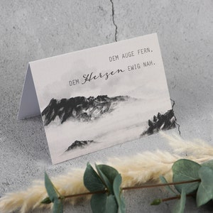 Trauerkarte Beileidskarten - Berge  "Dem Auge fern, dem Herzen ewig nah"