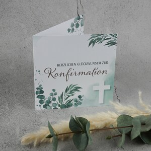 Konfirmationskarte - Karte zur Konfirmation Eukalyptus - Herzlichen Glückwunsch zur Konfirmation optional mit Umschlag