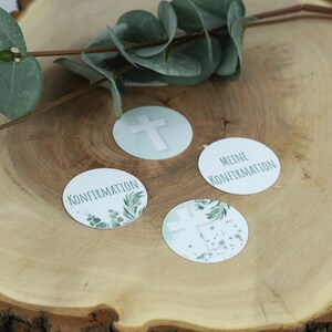 24x Tischkonfetti zur Konfirmation im Eukalyptusdesign