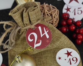Advent calendar numbers - 24 pendants for advent calendars