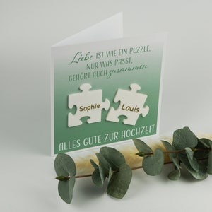 Hochzeitskarte Puzzelteile, optional mit personalisierbaren Puzzelteilen