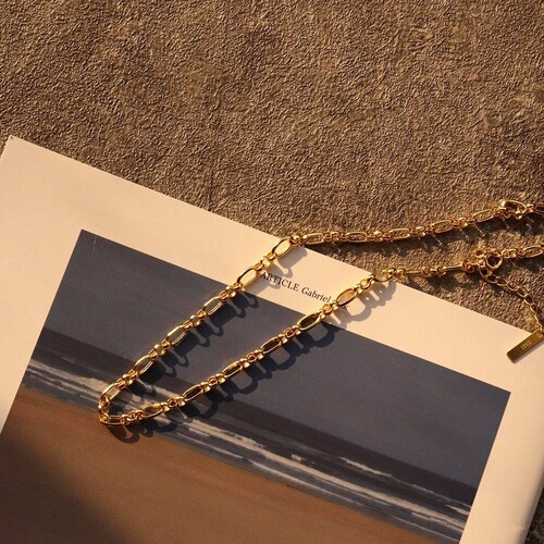 Retro Minimalist Figaro Chain Necklace Gold Vermeil| Classic| Gold Jewelry | Gold shops Plated | Trendy Jewlery
