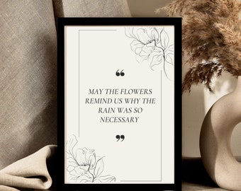 Beautiful Flower Quote Digital Prints Wall Art, Inspirational Quote Print, Life And Positive Quote, Wall And Room Decor, Home & Living, Gift
