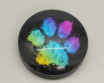 Rainbow Paw Magnet, 1 Inch Round Heavy Duty Magnet, Colorful Rainbow Paw Print, Strong Magnetic Decor, Pet Lover Gift, Magnet for Fridge