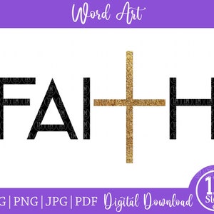 Descarga digital SVG PNG de fe, silueta Cricut, Svg religioso, Svg cristiano, Svg de regalo, Svg de la Biblia