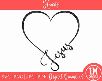 Coeur SVG Jésus SVG PNG téléchargement numérique Silhouette Cricut, religieux Svg, coeur Svg, Jésus coeur Svg