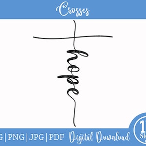 Hope Cross SVG PNG JPG Pdf Digital Download Silhouette Cricut, Christian Svg