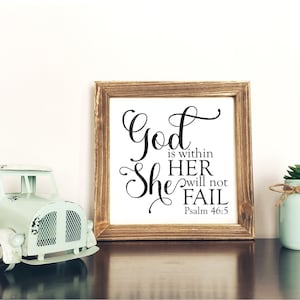 Gott ist in ihr, sie wird nicht scheitern 2.0 Psalm 46: 5 SVG PNG Digitaler Download Silhouette Cricut, Religiöse geschnitten Datei