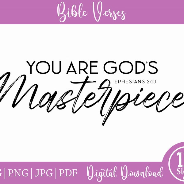 You Are God's Masterpiece Ephesians 2:10 Digital Download Religious Image, Christian Art, Gift Sign, Bible Art