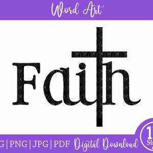 Descarga digital SVG PNG de fe, silueta Cricut, Svg religioso, Svg cristiano, Svg de regalo, Svg de la Biblia