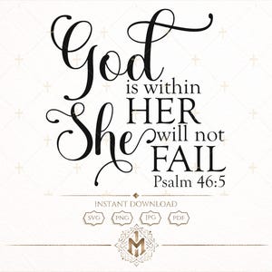 God Is Within Her She Will Not Fail SVG, Psalm 46:5 Bible Verse PNG JPG