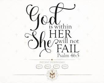Dios está dentro de ella, no fallará SVG, Salmo 46:5 Versículo bíblico PNG JPG