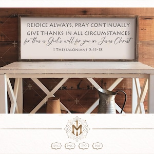 Rejoice Always Pray Continually SVG, 1 Thessalonians 5:11-18 Bible Verse SVG, Christian Scripture PNG Jpg Pdf