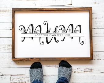 Mom Monogram SVG, Floral Mom Sign, Mom Name Frame, Mom Split Monogram, Mother's Day Cricut File, Personalized Mom Design, Instant Download