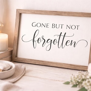 Gone But Not Forgotten Printable Sign, In Loving Memory Memorial Sign, Funeral Decor Printable, Celebration of Life SVG PNG PDF