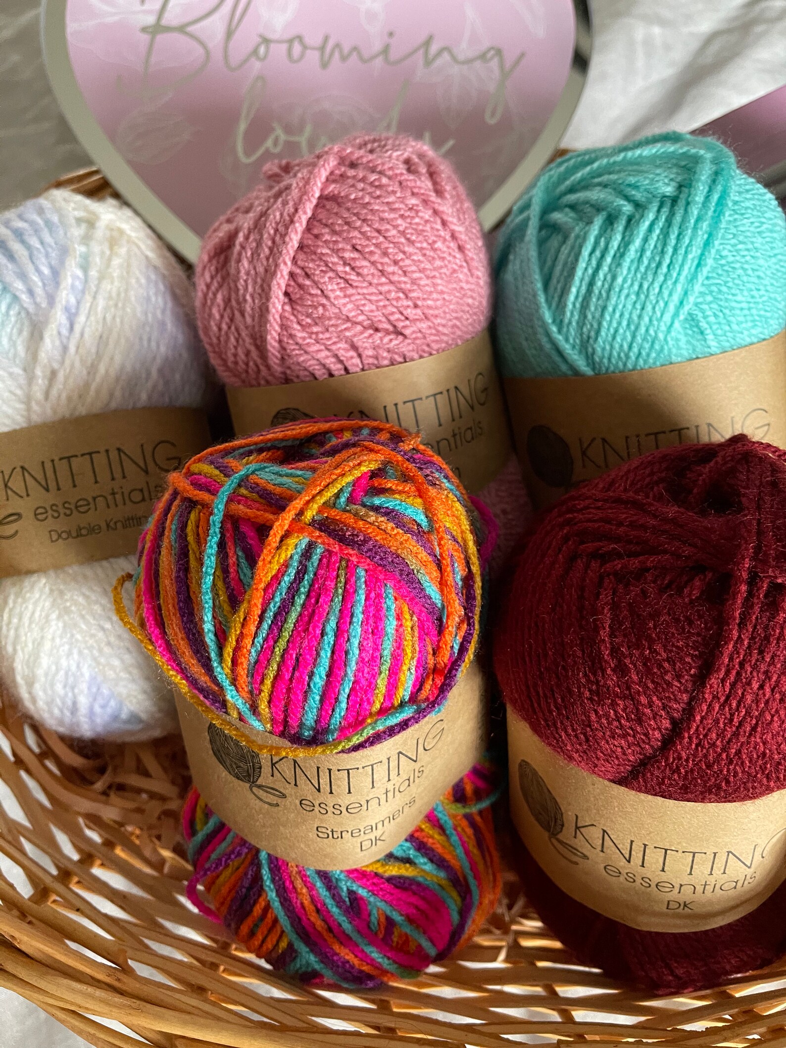 Knitting yarn gift hamper basket with knitting needles and Etsy