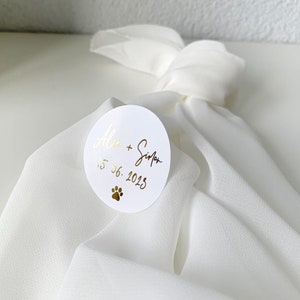 Set di 10 adesivi per matrimonio con nome personalizzato, adesivi personalizzati per salvare la data, etichette con zampa di cane in oro, argento, oro rosa, etichette per inviti
