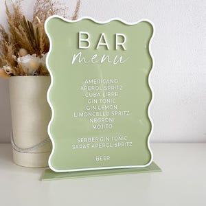 Personalisiertes gewelltes Acryl-Bar-Menü-Schild, Getränkemenü-Beschilderung für Veranstaltungen, Tisch-Bar-Display, modernes Signature-Getränkeschild, Cocktails