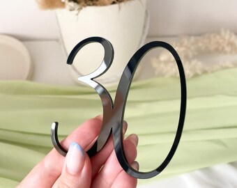 Acrylic number cake topper, number cake topper, thirty acrylic cake topper, gold number cake decor, year cake topper, birthday cake decor