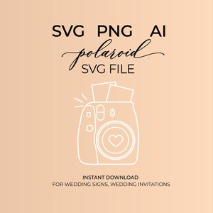 Polaroid svg file, polaroid camera png, camera digital file, polaroid heart svg file, wedding dign svg, wedding png files,