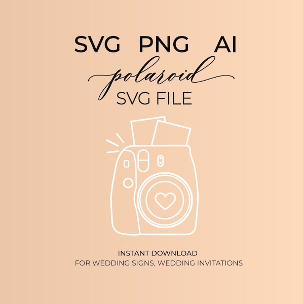 Polaroid svg file, polaroid camera png, camera digital file, polaroid heart svg file, wedding dign svg, wedding png files,