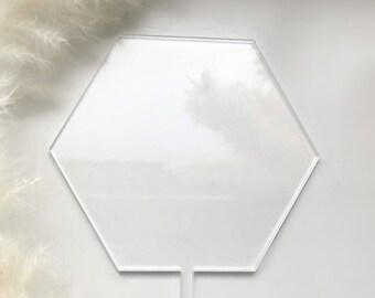 Set of 5 Blank acrylic haxagon cake toppers, hexagon blank, cake topper blanks, clear acrylic hexagon blank, acrylic hexagon cake topper,