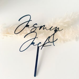 Topo de bolo com nome personalizado em acrílico, pingente de bolo moderno, decoração de bolo com nome personalizado, letras de caligrafia para recepção