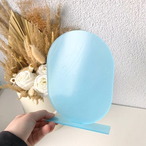 Acryl Rohling oval mit Ständer, Bogen Acryl Rohling, Acryl klar Schild, Hochzeit Zeichen, Rohling für Cricut, DIY Hochzeit Zeichen, klare Zeichen,