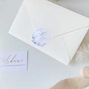 Set van 10 sticker bruiloft initialen, modern bloemenhuwelijkslabel, gepersonaliseerde magnoliamonogramstickers, decoratie trouwbedankjes