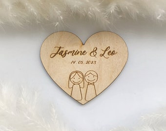 Imanes de boda de madera personalizados, regalos para invitados de boda, imanes de madera personalizados, regalos de boda personalizados, letreros de madera con nombres de imanes