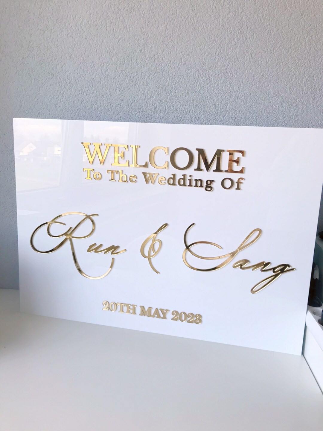 Acrylic Custom Welcome Sign, Wedding Personalized Signage, Elegant ...