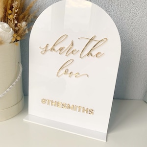 Hochzeit Hashtag Schild, personalisierbar Acryl Nachname Schild, personalisiertes #Schild, Goldhochzeit Schild, Foto Hochzeit Dekor,