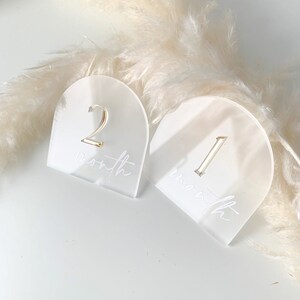 Baby acrylic arch milestones, milky milestones, acrylic boho baby milestones, circle months for baby, beige milestones, natural milestone,
