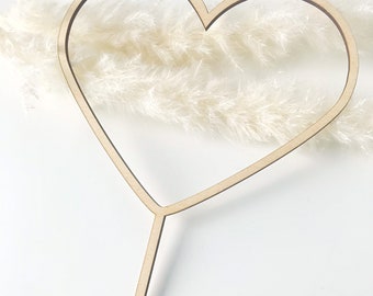 Adorno de corazón acrílico para pastel, adorno de pastel acrílico, adorno de pastel de amor, decoración de pastel de San Valentín, pastel de corazón, corazón de madera hueco,