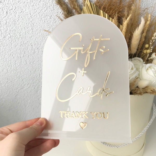 Acrylic gifts and cards sign, gifts sign, gold wedding signs, acrylic party signs, acrylic wedding table signs, gifts and cards table sign