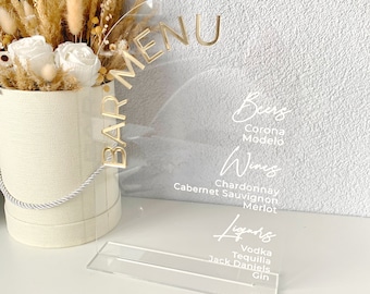 Wedding Bar menu sign, custom acrylic drink menu signage personalized signature drink sign, gold wedding signs, acrylic wedding decor,